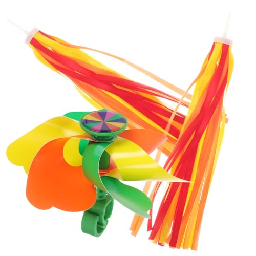 EXAOMBLE 1Set Pinwheel Handlebar Streamers for Bikes Ribbon Grips for Boys and Durable Bike Accessories Present for Scooter and Bicycle Enthusiasts