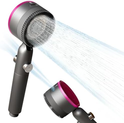 Arbudspro Duschkopf mit 1,5‑m‑Schlauch, Hochdruck‑Handbrause mit Filter und 4 Strahlarten, wassersparender Duschkopf mit 15‑schichtiger Filtration, Duschbrause mit Stoppfunktion un