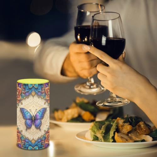 Image of Poceacles Flameless Candle Electric LED Lights with Timer Remote Color Lights, 3 AAA Batteries Operated (Not Include) Tealight for Home Indoor Decor, Boho Dragonfly Flower Blue