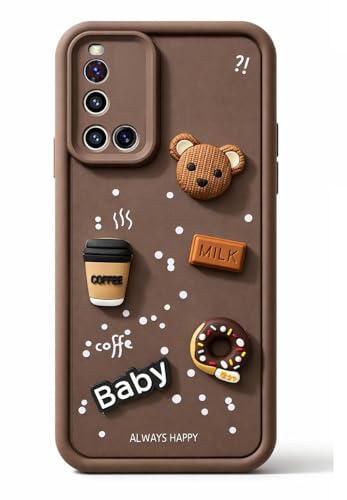 Image of Bintage Case Ball Bear| Donut| Milk Cake| Baby| Coffee Rubber Case Camera Protection Back Cover Compatible for Vivo V19 - Brown