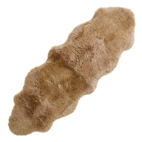 ムートンラグ 天然 オーストラリア産 長毛 2匹物 ラグ シナモン 60×180cm 洗える 日本製 NF002CN