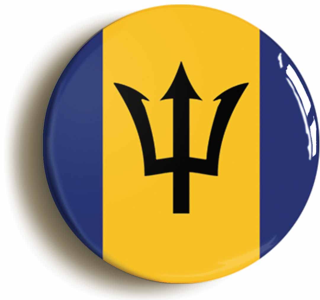 Barbados National Flag Fridge Magnet (Circular 2inch / 50mm Diameter)