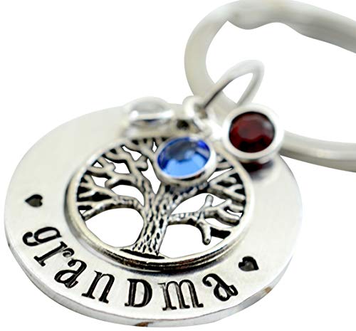 Family Tree Birthstone Keychain For Grandma - Mothers Day Gift - Personalized Custom Hand Stamped #TOP5