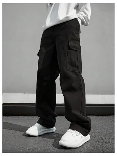 GORGLITTER Boy's Cargo Pants Wide Leg Pants Elastic Waist Trousers with Pockets4