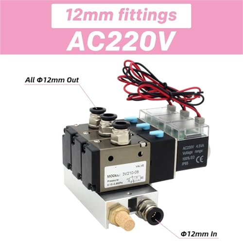 Électrovanne normalement ouverte 3V210-08-NO AC220V à silencieux pour distribution pneumatique