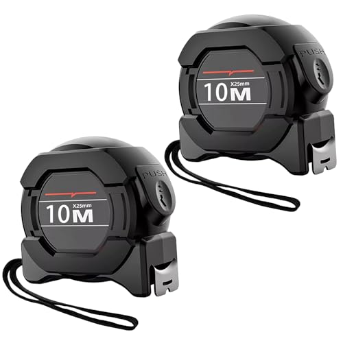 2 Pcs Cinta Métrica 10m Cinta Métrica Autoblocante Flexómetro de Acero Fluorescente Flexómetro Gripper Fácil de Leer Escala Métrica para Diseñadores...