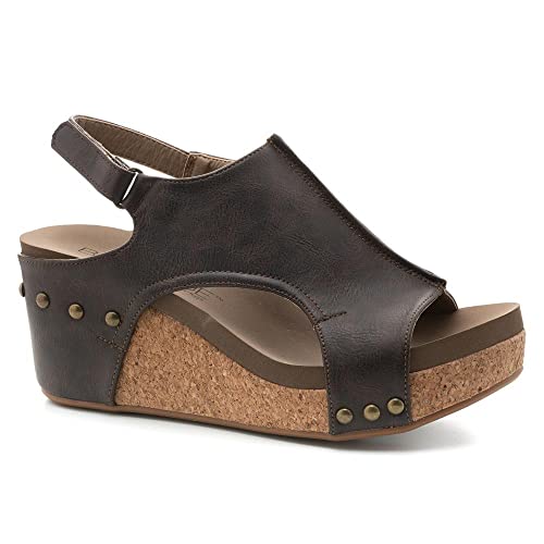 Image of Corkys Footwear Womens Carley Wedges, Featuring Corkys EVA Foam Cushioned Insoles, A 2.5 Inch Heel, Lightweight For All Day Wear, And Hook And Loop Closure