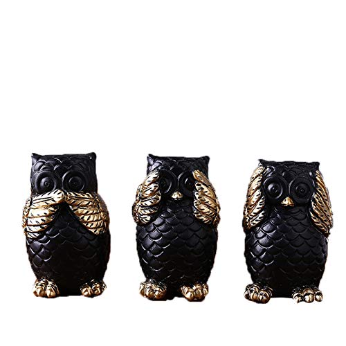 Satz von 3 Weisheit Eule Statue Dekor kleine Eule Figuren Skulptur für Zuhause Wohnzimmer Büro Dekoration