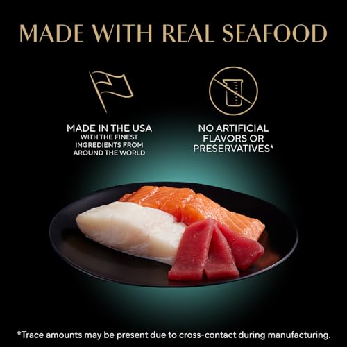 Sheba Perfect Portions Wet Cat Food Pate with Sustainable Salmon, Signature Seafood Entree, and Tender White Fish and Tuna Entree Variety Pack, 2.6 oz. Twin Pack Trays (24 Count, 48 Servings)