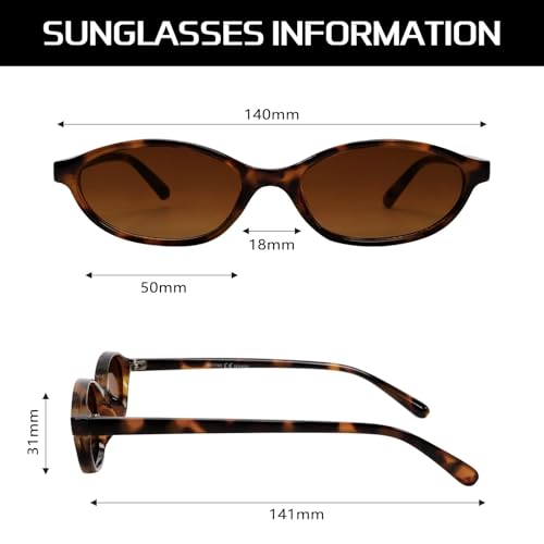 Image of GUVIVI Retro Oval Sunglasses for Women Chic Cat Eye 90s Sunnies Lightweight Narrow Shades Trendy UV protection Sun Glasses