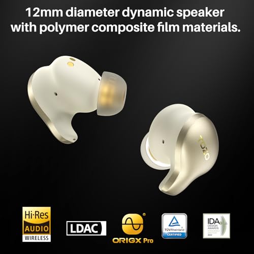 Image of TOZO Golden X1 Wireless Earbuds Balanced Armature Driver and Hybrid Dynamic Driver, Bluetooth Headphones OrigX Pro, LDAC & Hi-Res Audio Wireless, Noise Cancellation Headset Champagne