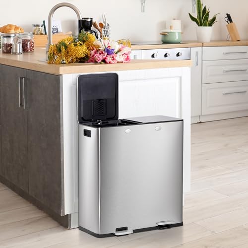 Super Deal SDTC8415 Kitchen Trash Can 16 Gallon 60L Dual Stainless Steel Garbage And Recycling Can thumb #6