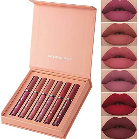 ARTIFUN 6 PCS Matte Lipstick Set, Lip Gloss Natural Full Sexy Lip Makeup, Waterproof Non Fade, Lipstick Makeup Kit with Gift Box, #01 Cover