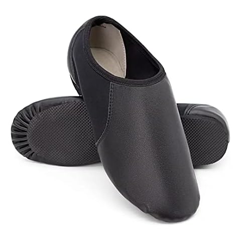 Dynadans Jazz Shoes Jazz Dance Shoes Leather Upper Slip-on Jazz Shoe for Girls and Boys (Big Kid/Little Kid/Toddler) Black Cover