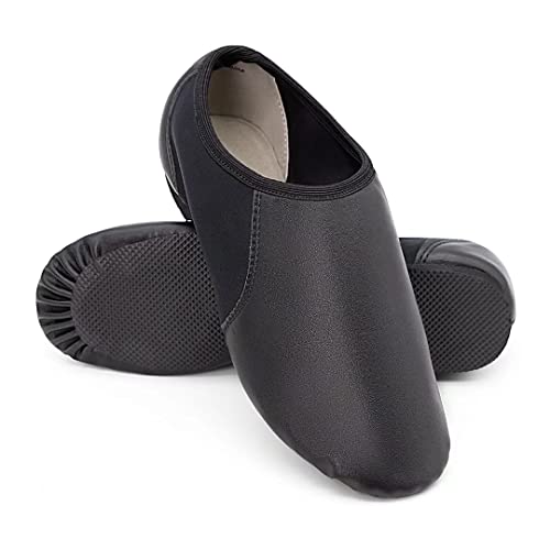 Dynadans Jazz Shoes Jazz Tanzschuhe Leder Obermaterial Slip-on Jazz Schuh für Mädchen und Jungen (großes Kind/kleines Kind/Kleinkind), Schwarz , 25 EU Cover