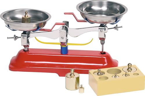 goki 51891 - Metall Waage mit Gewichten für Kinder - Kaufladen Zubehör und Kinderküche Zubehör - Spielgerät für Rollenspiel Kaufmannsladen - Lernspielzeug realistisches Wiegen inkl. 7 Gewichten