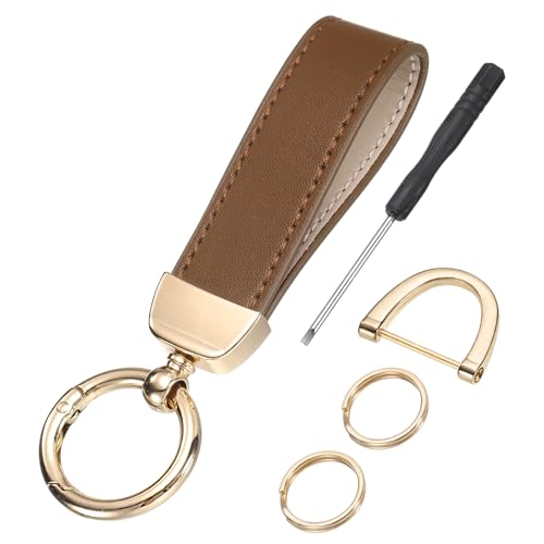 Porte-clés de voiture chic en cuir tressé, bracelet élégant uxcell
