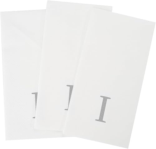 Miniatura 130 de Luxenap - Toallas de invitados de 15.8 x 7.9 pulgadas, 50 toallas de mano con letras plateadas, letra "P", fuente Sans Serif, servilletas de papel