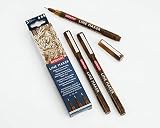 Derwent Sepia Line Maker Pens, Zestaw 3, Fineliner, Różne Rozmiary Końcówek, Szybko Schnący Tusz, Odpowiednie do Szkicowania, Pisania, Ilustracji i Kolorowania, Profesjonalna Jakość, 2305561