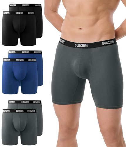 SUNCHIRI Bambus Unterhosen Männer 6er Pack, Lange Boxershorts Herren, Atmungsaktive, Ohne Kratzende Etiketten, Retro-Stilige Boxershorts für Sport und Alltag(Mehrfarbig 01, XL)