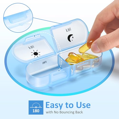 Image of Fullicon Large Portable Pill Organizer 2 Times a Day, Black Rainbow