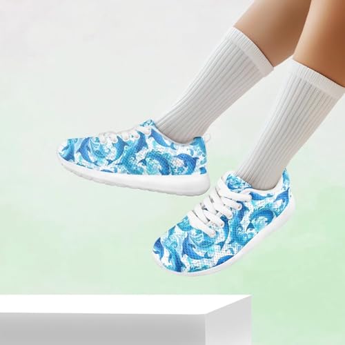 Kids Lace Up Running Shoes Girls Boys Sneakers Breathable Mesh Outdoor Training Shoes Lightweight Sports Shoes for Little Kid Size11.5-13/ Big Kids Size1-34