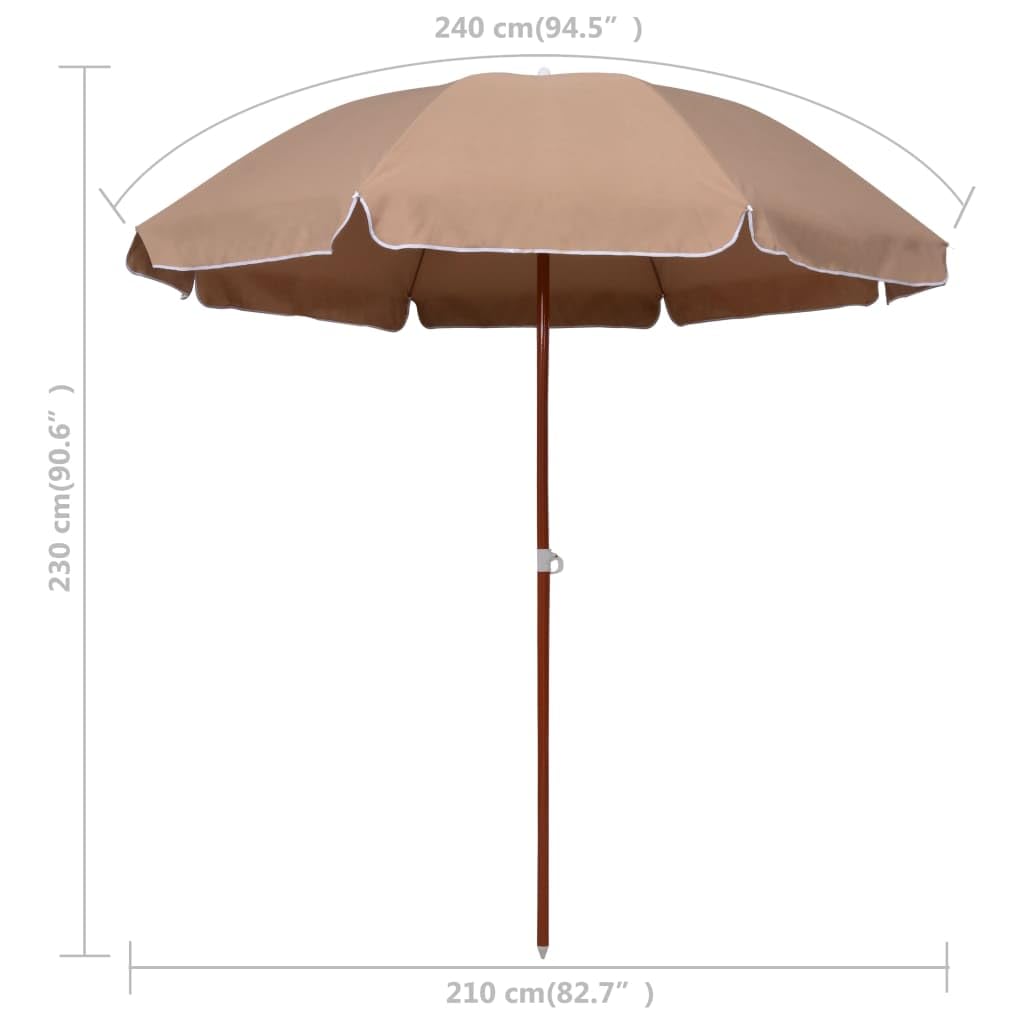 vidaXL Ombrellone con Palo in Acciaio 240 cm Grigio Talpa