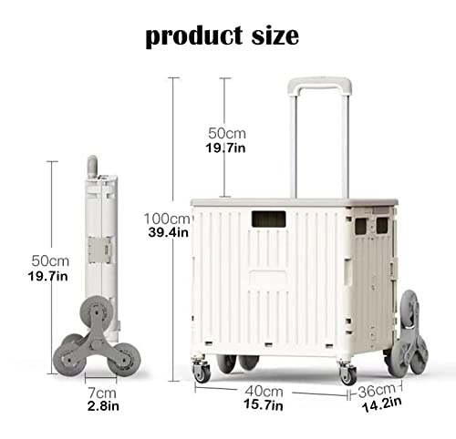 Faltbarer Trolley Aufbewahrungsbox - Tragbarer faltbarer Einkaufstrolley mit Deckel, Leichter Treppensteigwagen auf 8 Rädern – Bild 8