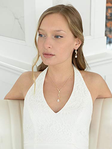 Mariell Gold Cubic Zirconia Prom Jewelry Set, Necklace & Earrings Set For Weddings, Brides, Bridesmaids #TOP2