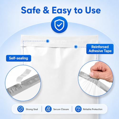 Image of Metronic Poly Mailers 6x9 inch 1000Pcs White Small Shipping Bags for Business