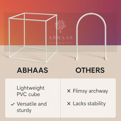 Image of White DIY Mandap Tent Frame, Decorative Stand for Ganesh Chaturthi, Pooja Festivals, Home Decor (16Inches Cube)