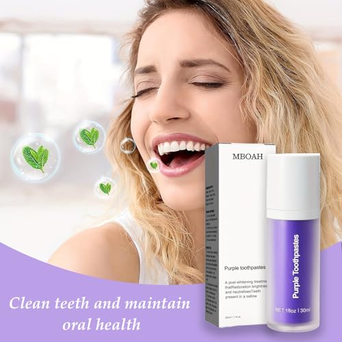 VIDSTW 2 Stück Whitening Zahnpasta Lila Pumppumpe Lila Zahnpasta Weisse Zähne Natürliche Inhaltsstoffe 30 ML Whitening Toothpaste Sanfte Aufhellung Farbkorrektur für Entfernung Von Kaffeeflecken