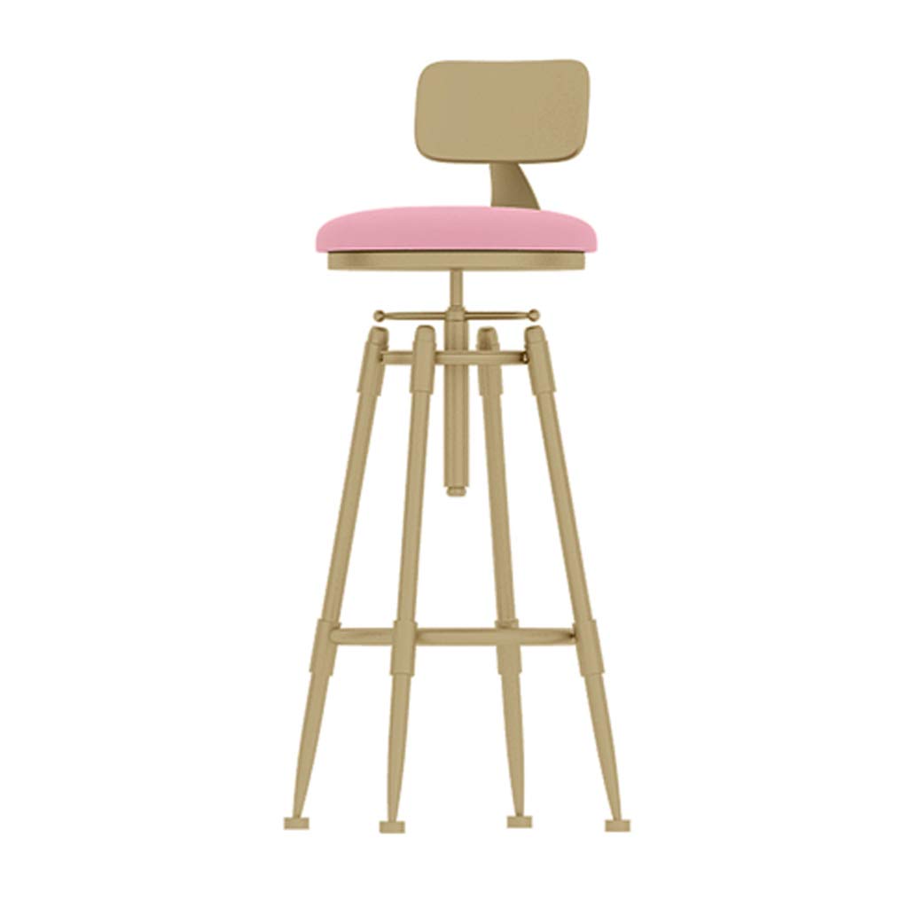 Bar Stools Adjustable Swivel Wrought Iron Counter Chair Breakfast Stool, Modern Gold High Stool, Velvet Upholstered Seat for Kitchen, Coffee Shop, Seat Height: 73~85cm
