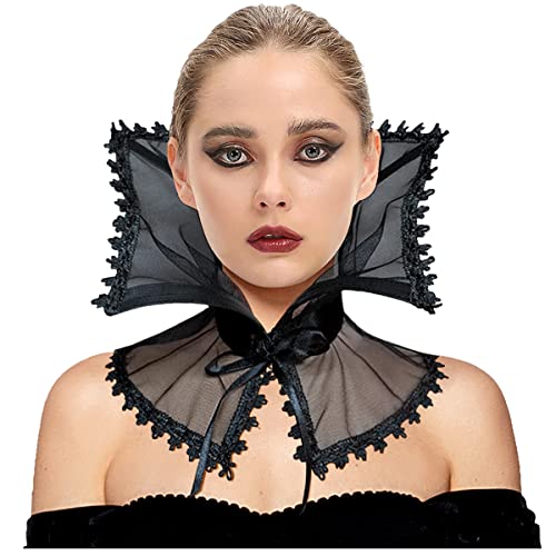 L'VOW Women Black Victorian Collar Standing Vampire Collar Detachable Dracula Collar Witch Gothic Accessories2