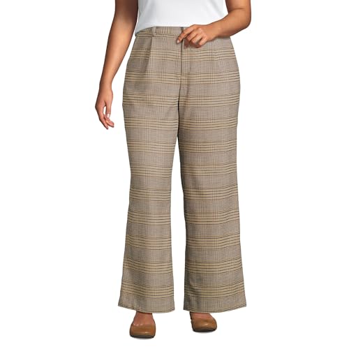 Lands' End Women's Brushed Flannel High Rise Pleated Wide Leg Pants