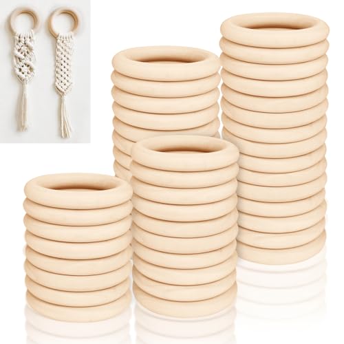 48 Stück Holzringe 5cm - Makramee Ringe Für DIY Bastelprojekte