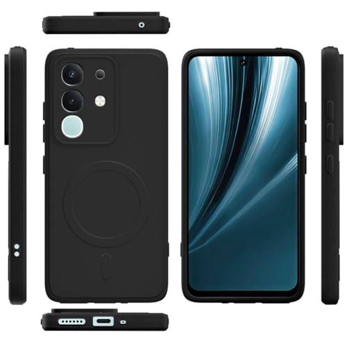 Image of Back Cover | MagFit Ring Design (Non-Magnetic) | Shockproof Case | Anti-Slip Grip | Raised Camera Edges | Slim Protective Case for Vivo T4x 5G / Y29 4G / Y31 Pro 5G /iQOO Z10x 5G (Matte Black)