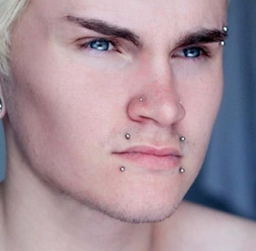 QWALIT Fake Lip Ring Fake Lip Piercing Fake Piercings Fake Nose Ring Hoop Fake Face Piercing Fake Lip Stud Fake Nose Stud Stick on Fake Eyebrow Piercing Fake Eyebrow Ring Fake Piercing Balls Silver 5