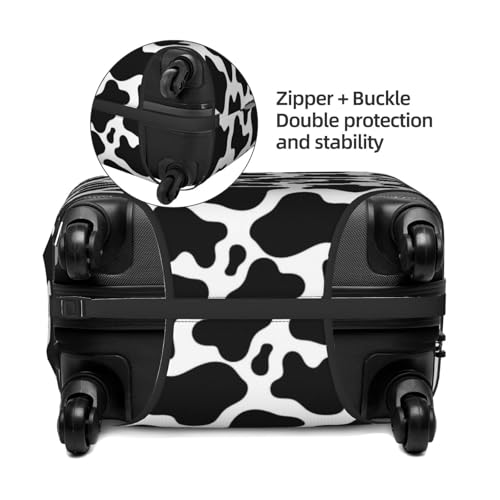 Cow Print Black White For Travel Luggage Cover Suitcase Protector Fits 18-32 Inch Travel Luggage Protector Elastic Luggage Anti-Scratch Suitcase Cover2