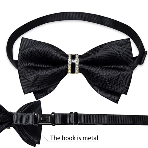 Set corbata de moño preatada con pañuelo y gemelos miniatura 3