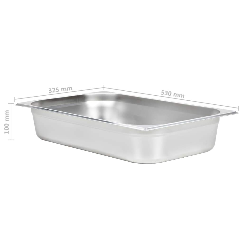 Mangloder - Contenedores de gastronomía (4 unidades, GN 1/1, 100 mm, acero inoxidable, apilables, 530 x 325 x 100 mm, 14 L, para buffet, catering, gastronomía, bain marie, chafing, dish, restaurante