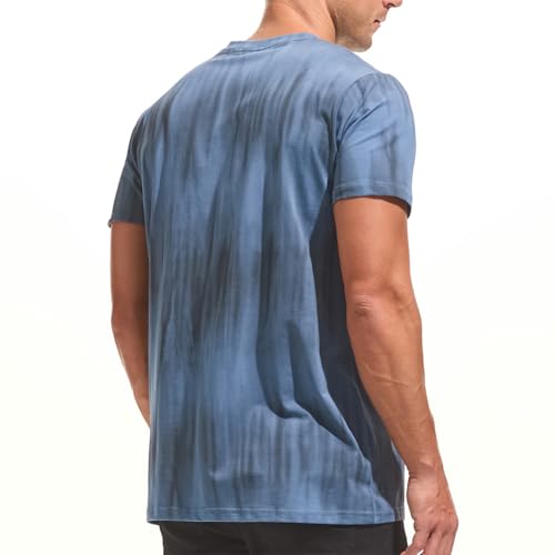YININF Mens Hipster Hip Hop Short Sleeve Print T-Shirt Shirts Men(PD300 Blue XXL) by YININF - Used condition - Image 3