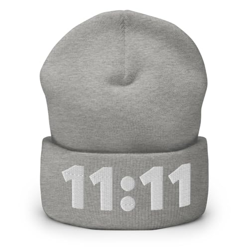 Eleven Eleven Hat (Embroidered Cuffed Beanie), 11:11 Hats Heather Grey