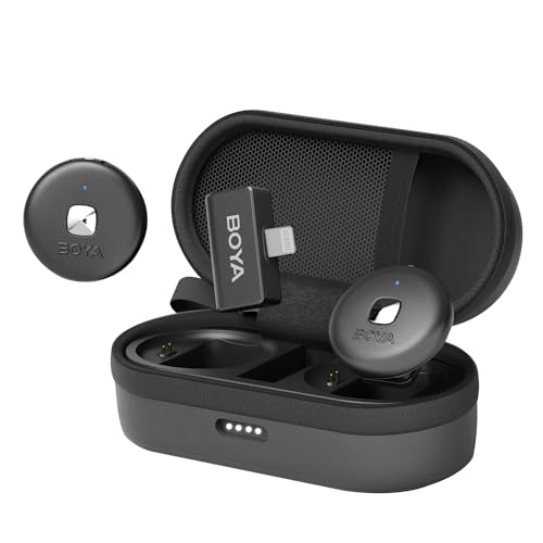 Microphone cravate sans fil pour iPhone BOYA Omic-D-B Lightning anti-bruit pour vidéo