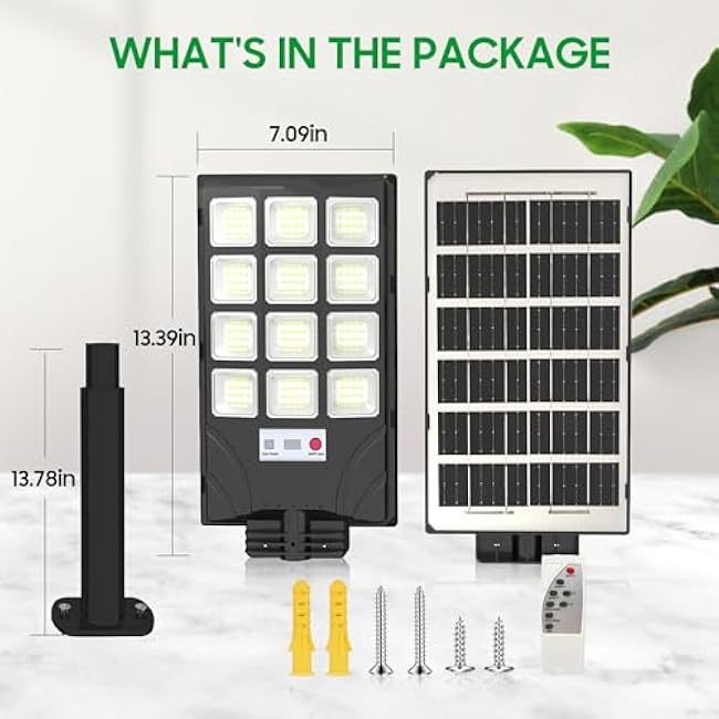 Kifflux Solar Lights Outdoor Waterproof - Solar Street Lights Outdoor Dusk to Dawn, 6500K Powered Security Flood Light with Motion Sensor, Wide Angle Parking Lot Light for Outside, Yard(2 Pack)