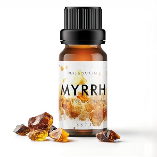 Image of Esslux Myrrh Essential Oil for Skin - 100% Pure Therapeutic Grade Myrrh Oil for Diffuser - Soothing & Relaxing Myrrh Essential Oil Organic for Hair, Candle Making & Massage 15 ML