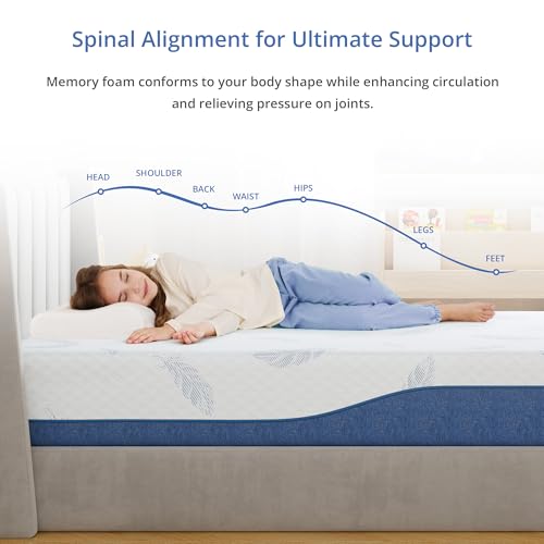 Image of EGOHOME Medium Twin XL Mattress 10 Inch Memory Foam Mattresses Bed in a Box with Gel Foam and Removeable Fiberglass Free Cover for Cool Sleep and Back Pain Relief, CertiPUR-US Certified, Blue