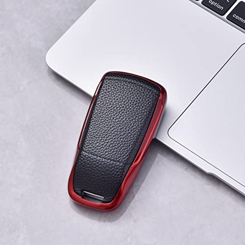 Image of ELOHEI for Audi Key Fob Cover, Premium Soft TPU 360 Degree Full Protection Key Case Accessories Compatible with Audi A4 Q7 Q5 TT A3 A6 SQ5 R8 S5 Smart Key(Leather Red)
