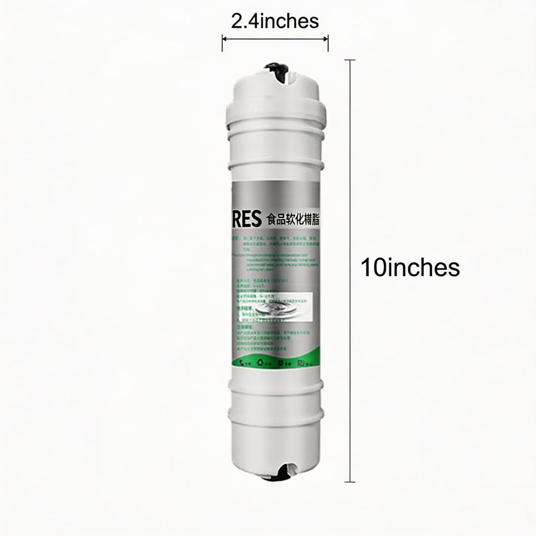 2 cartuchos repuesto ablandador agua resina intercambio catiónico 10 x 2,4in con conexión rápida 1/4in, aptos sistemas purificación estándar toda la casa pulgadas