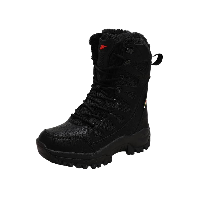 Men's Warm & Cozy Faux Fur Lined Hiking Boots, Non-Slip Winter Snow Boots for Outdoor Activities